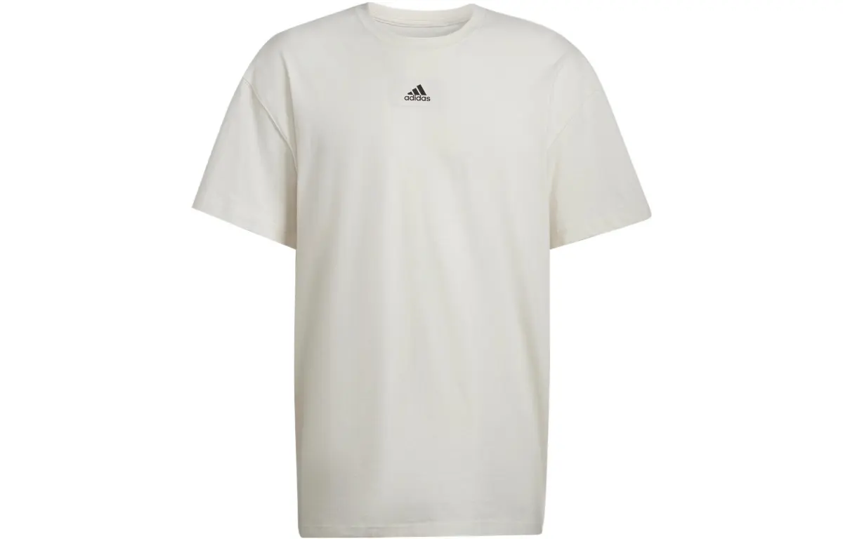 Adidas T-Shirts Men's Beige Crew Neck Moderate Straight Fit