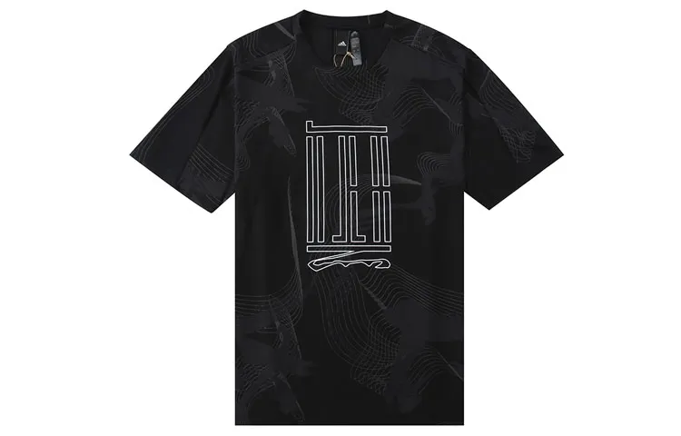 Adidas T-Shirts Men's Black Crew Neck Moderate Straight Fit