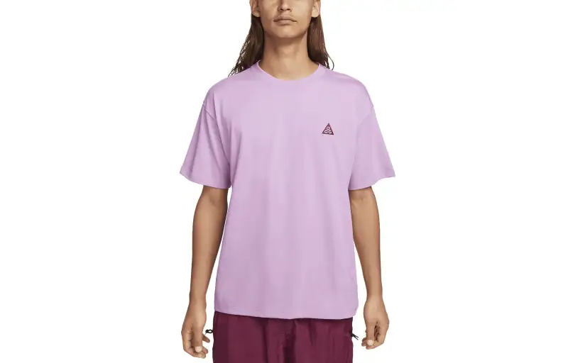Nike T Shirts Men's Fuchsia Crew Neck Moderate Straight Fit