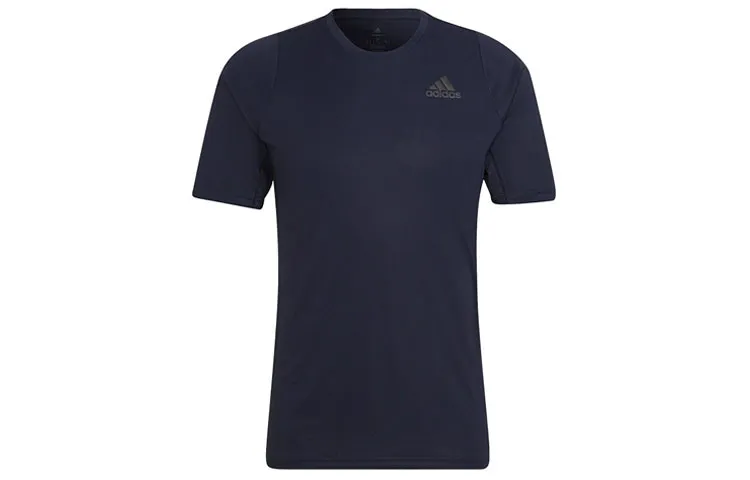 Adidas T-Shirts Men's Navy Blue Crew Neck Moderate Straight Fit