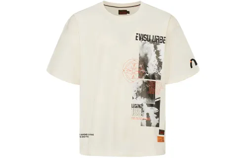 EVISU T Shirts Men's Ecru Crew Neck Moderate Straight Fit
