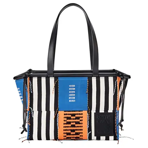 LOEWE Cushion Tote Craft Fabric With Cow Leather Tote Bag, Shopping Bag, Handbag, Shoulder Bag Regular Women's