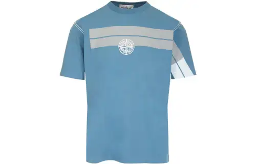 STONE ISLAND T Shirts Men's Blue Crew Neck Moderate Straight Fit
