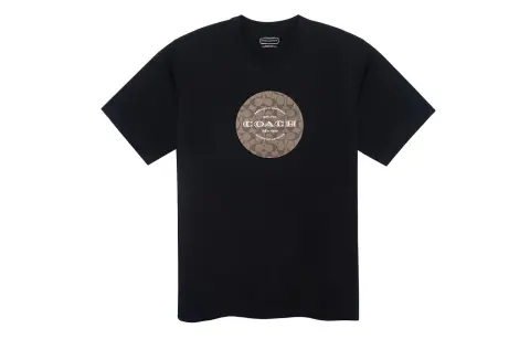 COACH T-Shirts Unisex Black Crew Neck Moderate