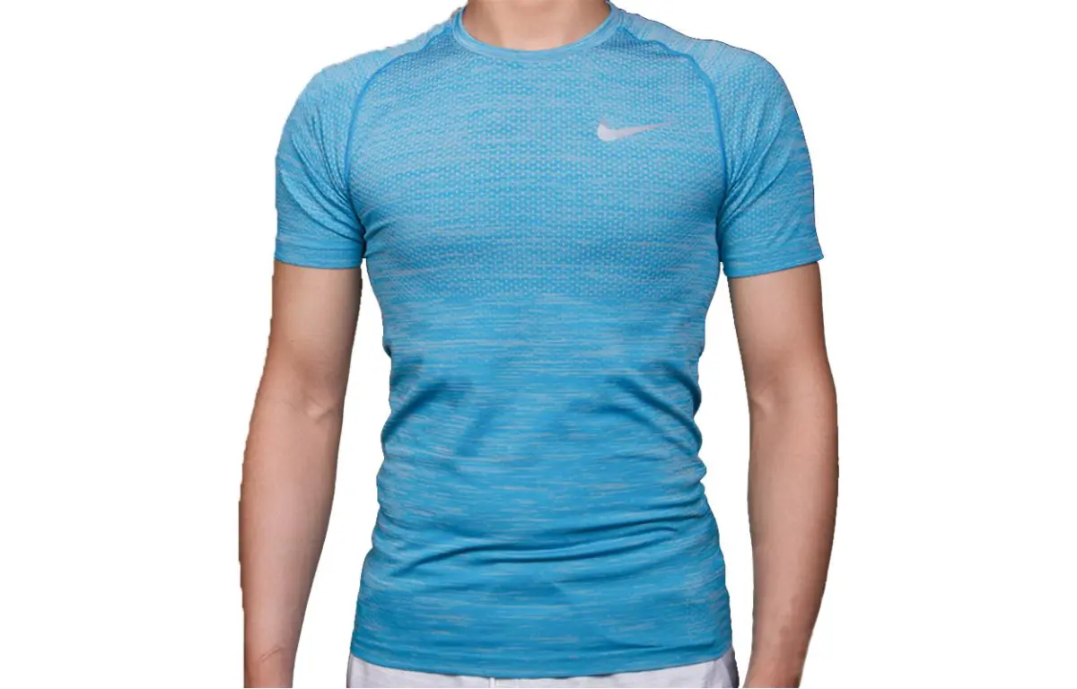 Nike T-Shirts Men's Blue Crew Neck Moderate Straight Fit