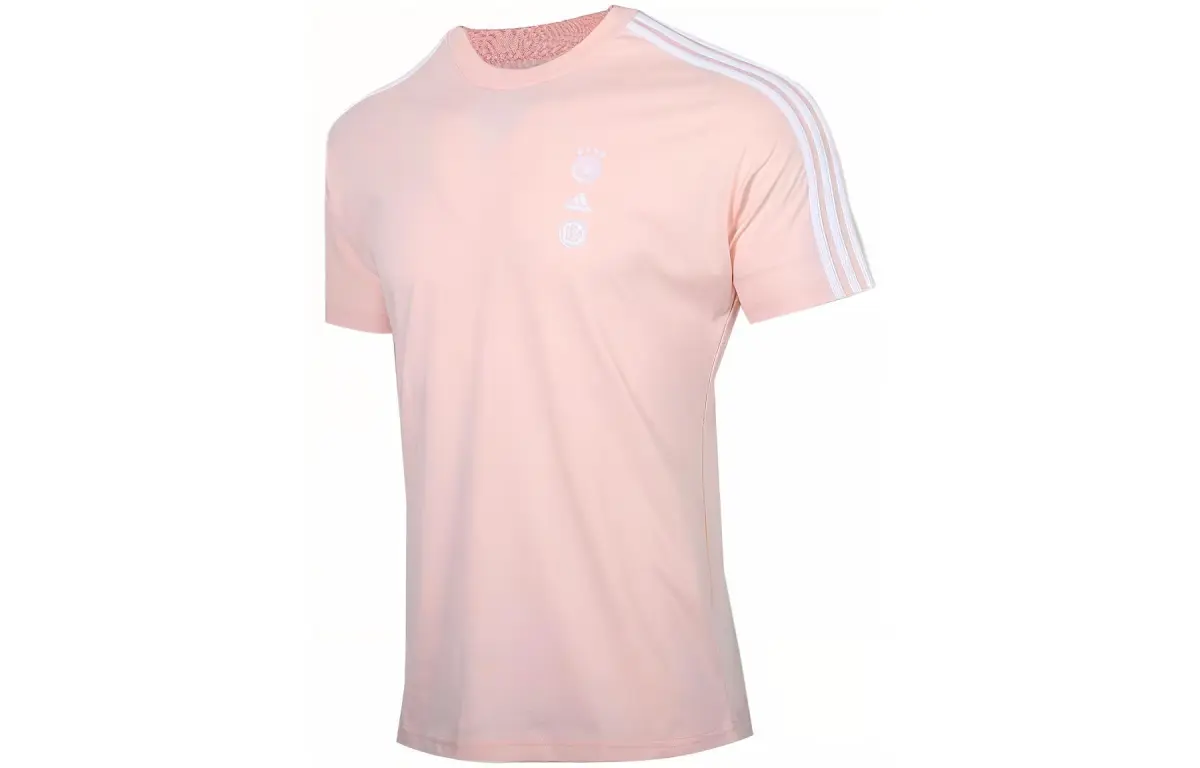 Adidas T-Shirts Men's Pink Crew Neck Moderate Straight Fit