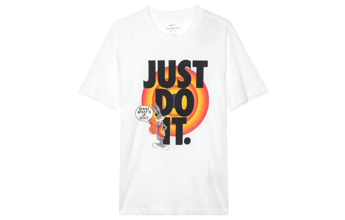 Nike T-Shirts Men's White Crew Neck Moderate Straight Fit