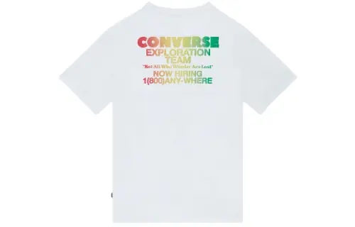 Converse T Shirts Men's White Crew Neck Moderate Straight Fit