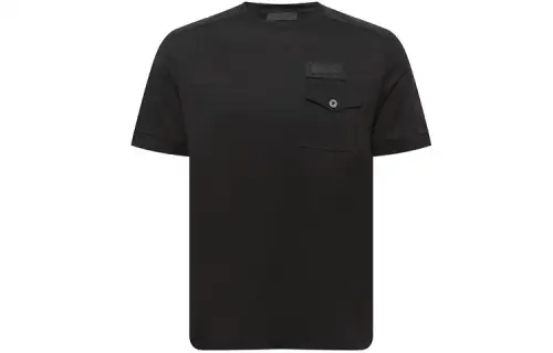 PRADA T Shirts Men's Black Crew Neck Moderate Straight Fit