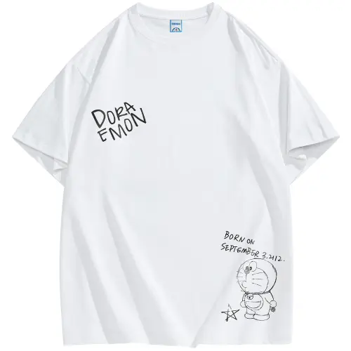Doraemon T Shirts Unisex Crew Neck Moderate Straight Fit