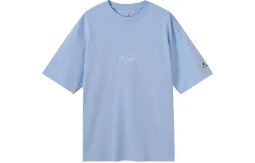 Jordan T Shirts Men's Blue Crew Neck Moderate Straight Fit