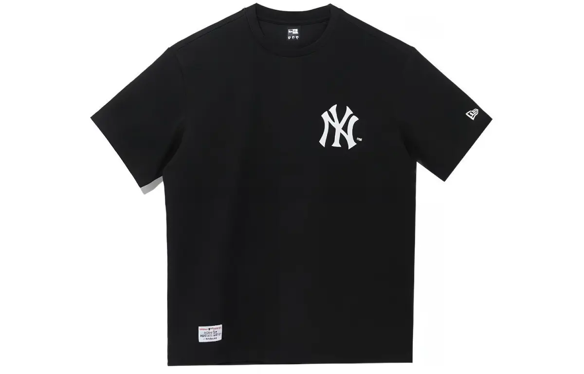 New Era X MLB New York Yankees Logo Letter Print Crewneck T-Shirt Black