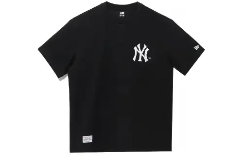 New Era X MLB New York Yankees Logo Letter Print Crewneck T-Shirt Black