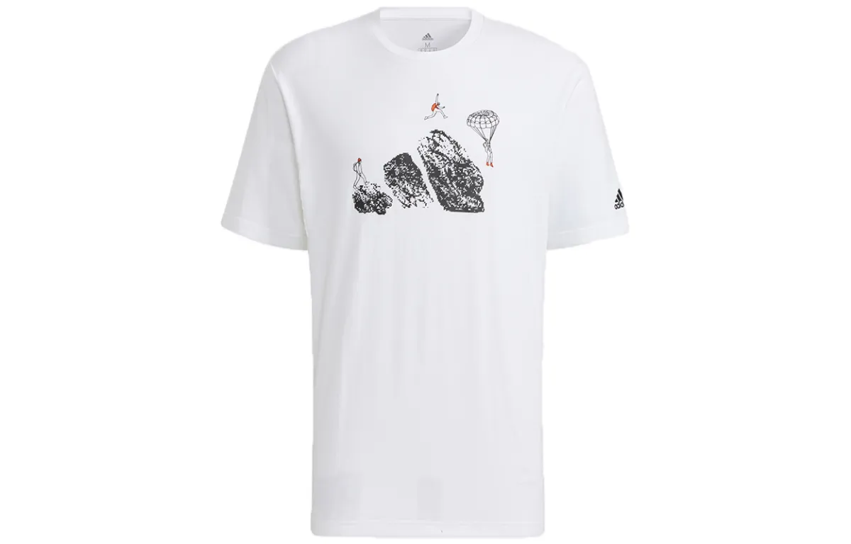 Adidas T-Shirts Men's White Crew Neck Moderate Straight Fit