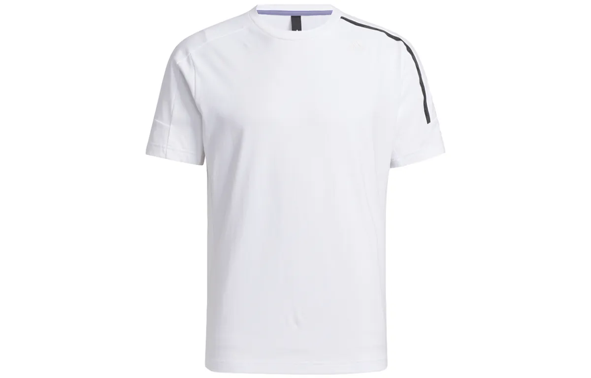 Adidas T-Shirts Men's White Crew Neck Moderate Straight Fit