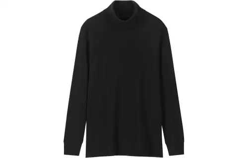 UNIQLO T Shirts Men's Black Turtleneck Moderate Straight Fit