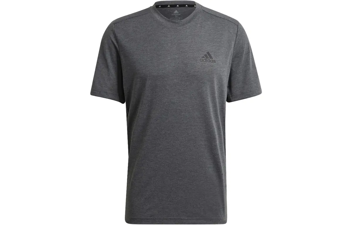 Adidas AEROREADY T-Shirts Men's Dark Heather Gray Crew Neck Moderate