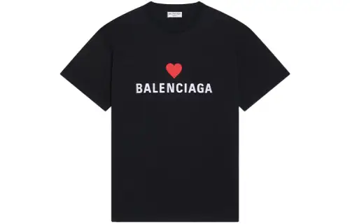 Balenciaga T Shirts Men's Black Crew Neck Moderate Straight Fit