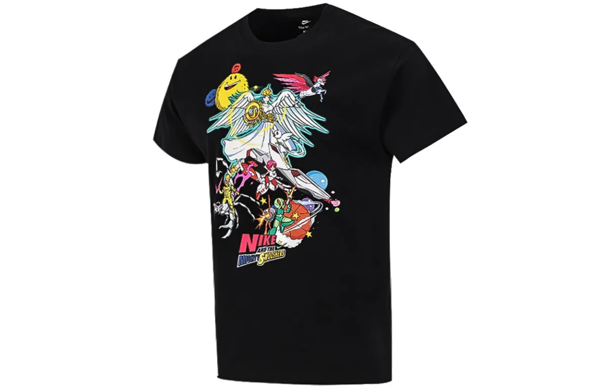 Nike T-Shirts Men's Black Crew Neck Moderate Straight Fit