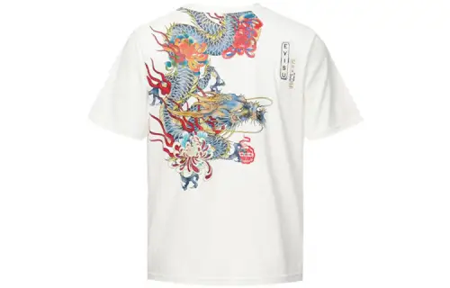 EVISU T Shirts Men's White Crew Neck Moderate Straight Fit