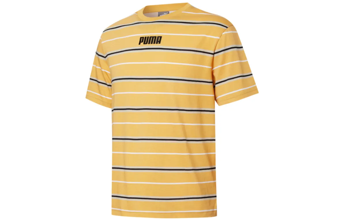 PUMA Modern Basics Advanced T-Shirts Men's Yellow Crew Neck Moderate Straight Fit