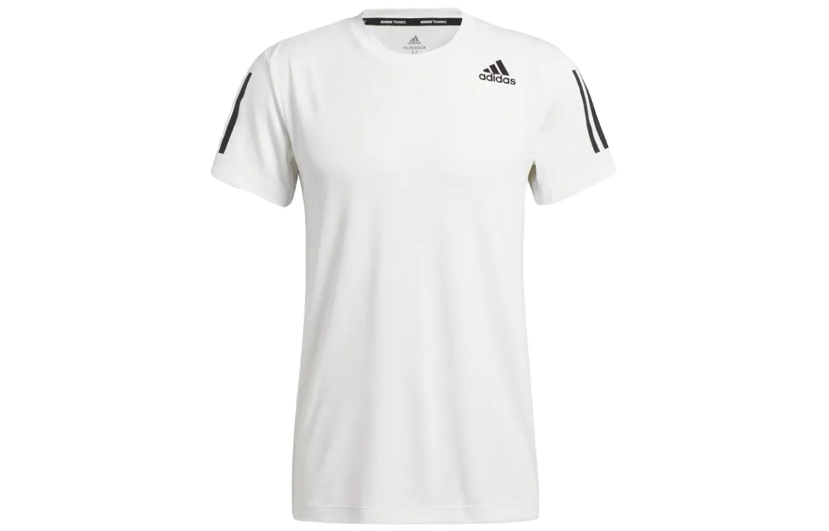 Adidas T-Shirts Men's White Crew Neck Moderate Straight Fit