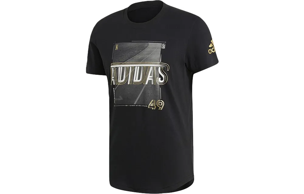 Adidas T-Shirts Men's Black Crew Neck Moderate Straight Fit