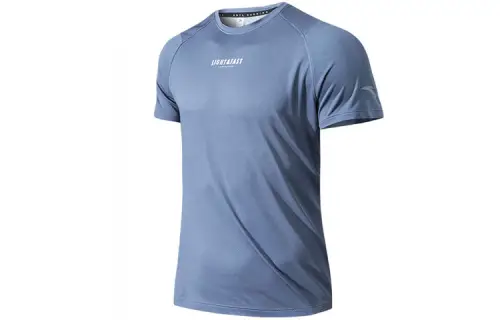 ANTA T Shirts Men's Blue Gray Crew Neck Moderate Straight Fit