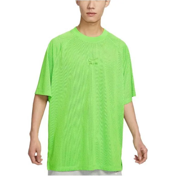 Nike T-Shirts Men's Green Yellow Crew Neck Moderate Straight Fit