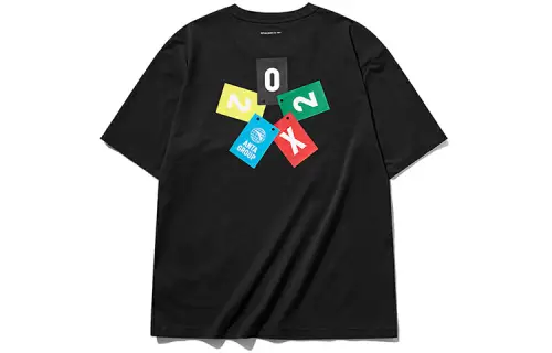 ANTA T Shirts Men's Black Crew Neck Moderate Straight Fit
