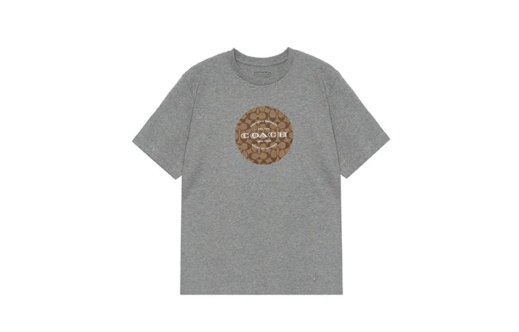 COACH T-Shirts Men's Gray Crew Neck Moderate