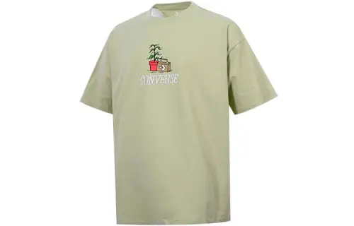 Converse ROAD TRIP T Shirts Men's Green Crew Neck Moderate Straight Fit
