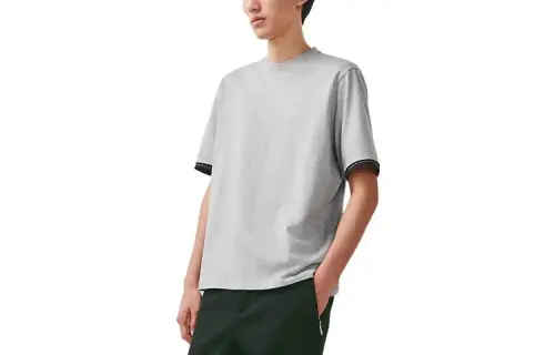 HERMES T Shirts Men's Gray Crew Neck Moderate Straight Fit