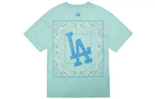 MLB Cashew Flower T Shirts Unisex Mint Green Crew Neck Moderate Straight Fit