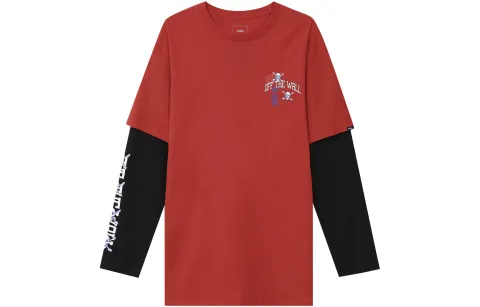 Vans T-Shirts Men's Red Crew Neck Moderate Straight Fit
