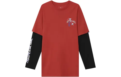 Vans T Shirts Men's Red Crew Neck Moderate Straight Fit