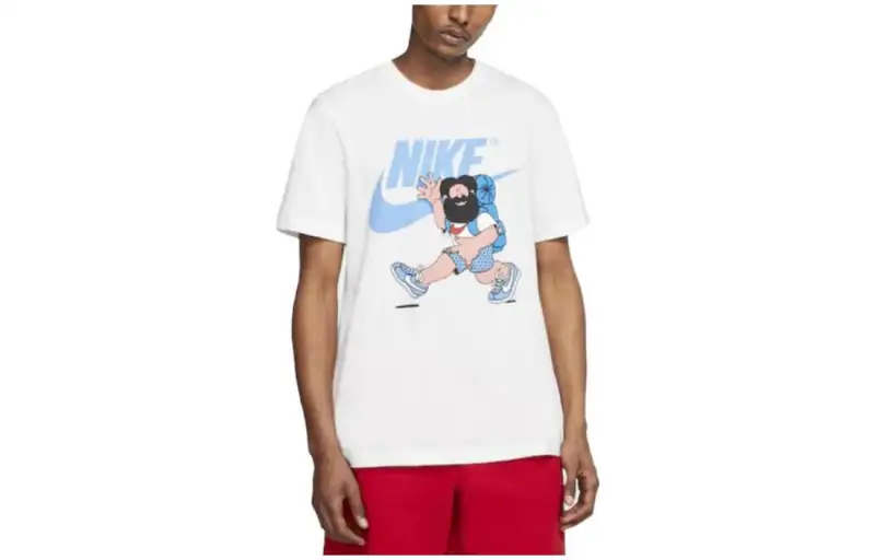 Nike T Shirts Men's White Crew Neck Moderate Straight Fit