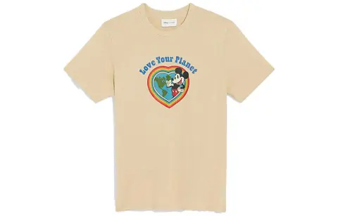 COACH X Disney T-Shirts Unisex Beige Crew Neck Moderate Straight Fit