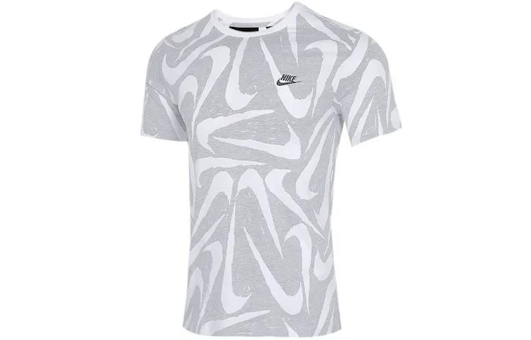 Nike T-Shirts Men's Gray Crew Neck Moderate Straight Fit