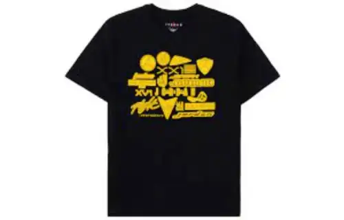Jordan T Shirts Men's Black Crew Neck Moderate Straight Fit