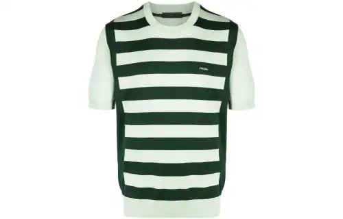 PRADA T Shirts Men's Green Crew Neck Moderate Straight Fit