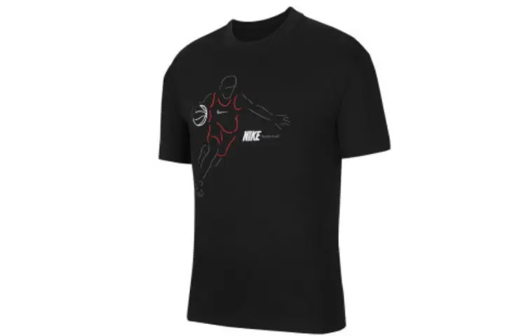 Nike T Shirts Men's Black Crew Neck Moderate Straight Fit
