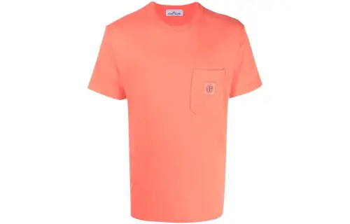 STONE ISLAND T Shirts Men's Orange Crew Neck Moderate Straight Fit
