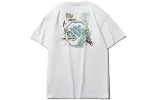 Li Ning T Shirts Men's White Crew Neck Moderate Straight Fit