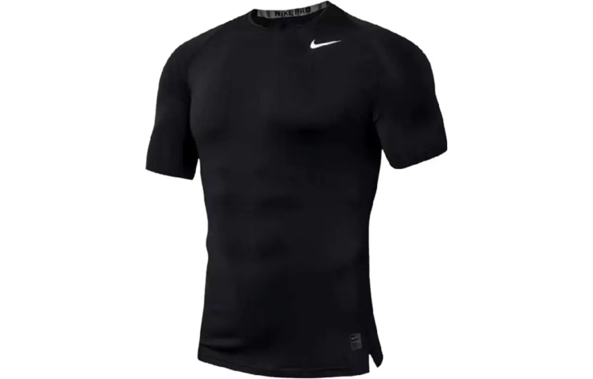Nike T-Shirts Men's Black Crew Neck Moderate Straight Fit