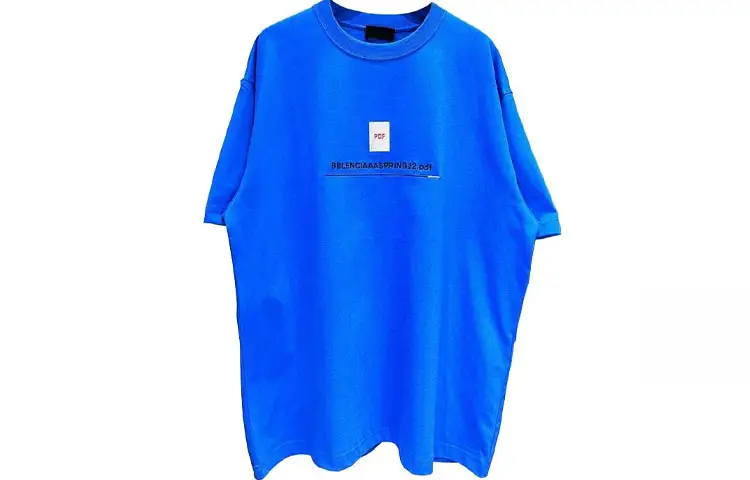 Balenciaga T Shirts Men's Blue Crew Neck Moderate