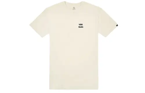Vans X MoMA TELL A FRIEND T Shirts Unisex White Crew Neck Moderate Straight Fit