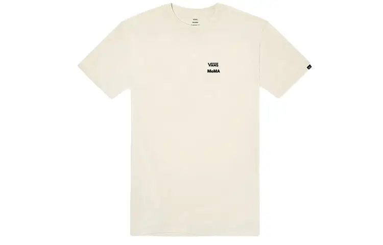 Vans X MoMA TELL A FRIEND T Shirts Unisex White Crew Neck Moderate Straight Fit