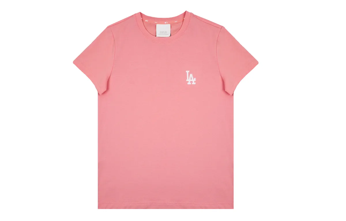 MLB Los Angeles Dodgers T-Shirts Unisex Pink Crew Neck Moderate Straight Fit
