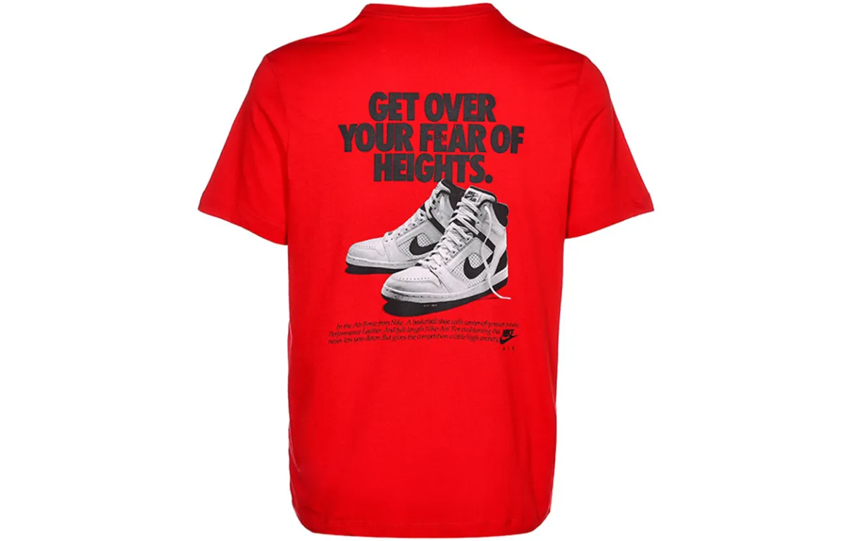 Nike T-Shirts Men's Red Crew Neck Moderate Straight Fit